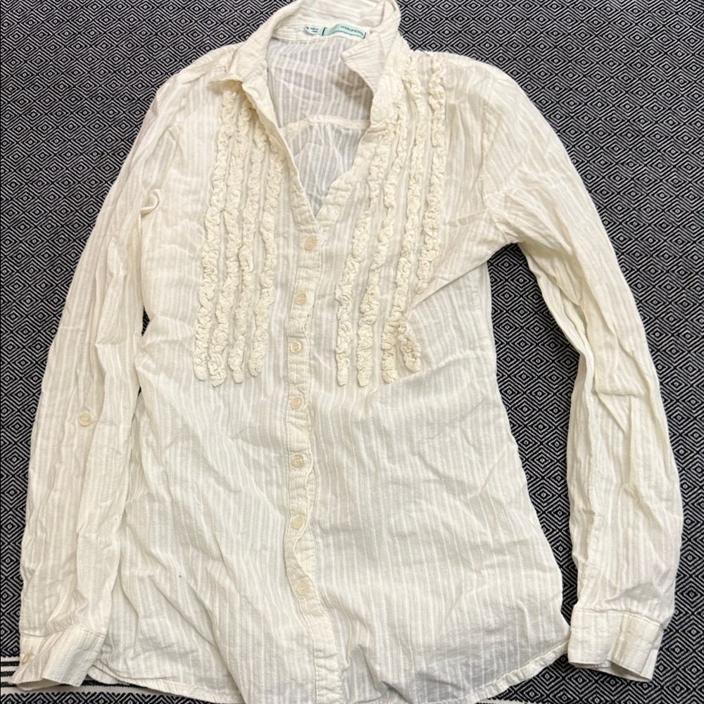 Maurices Ivory Textured Button-Down Shirt